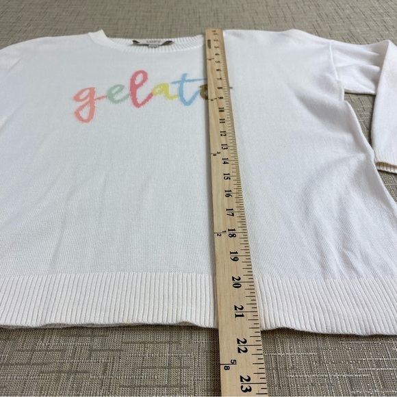Loft Off-white Summer Novelty Print Gelato Spellout Lightweight Sweater Sz‎ XS - Picture 12 of 14